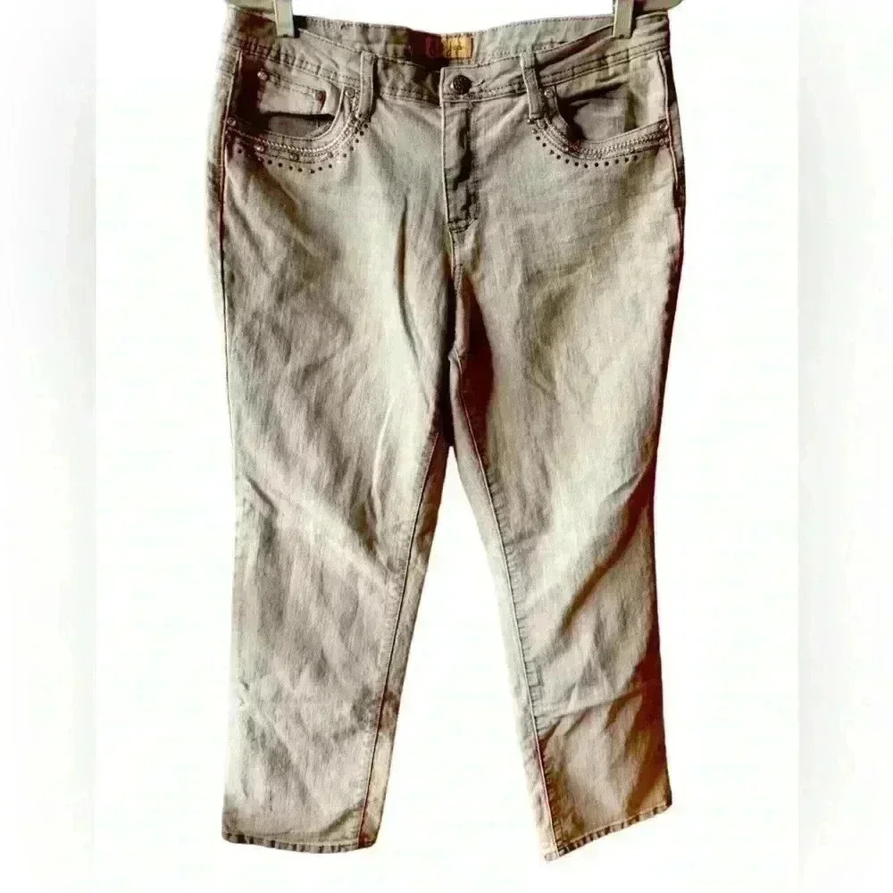 Earl Jeans gray denim size 14. Embellished with lace,studs, crystals &pearls.GUC